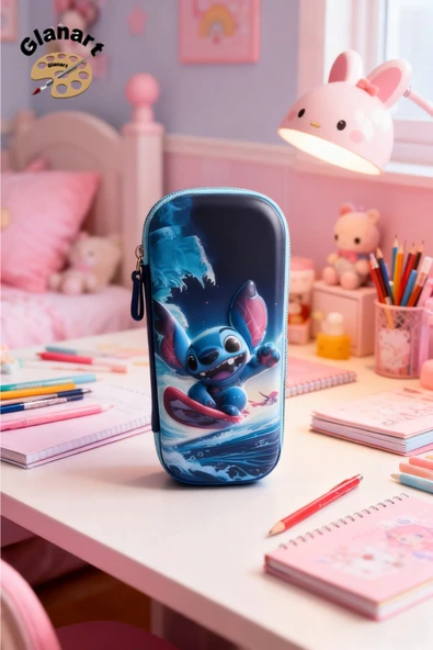 stitch kabartmalı içi fileli kalem kutusu kalemlik 1 adet ürün görseli 1