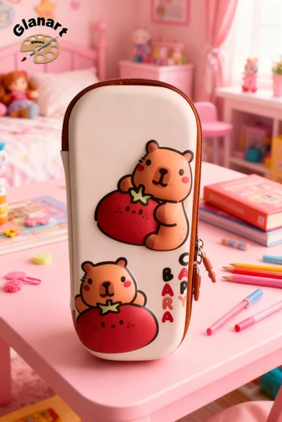 capibara kabartmalı içi fileli kalem kutusu kalemlik 1 adet rgb ürün görseli 1