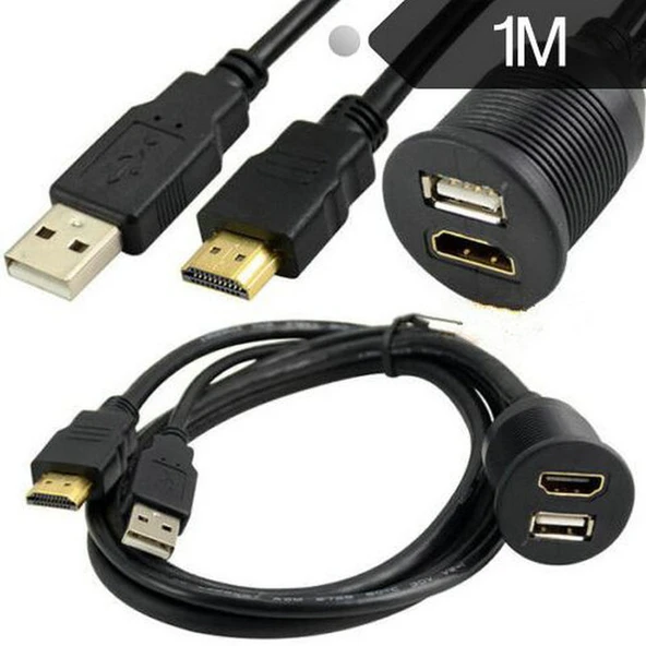 USB2.0+HDMI Panel Tipi Uzatma Kablosu 1.8 Metre ürün görseli 1