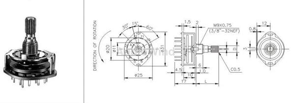 Rotary Switch 4 Kutup 3 Yol - Resim 2
