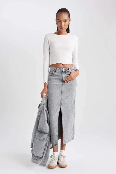 A9585 Long Fit Jean Uzun Etek - Resim 4