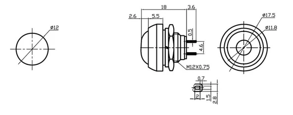 "184" 12 mm Push Buton - Yeşil - Resim 2