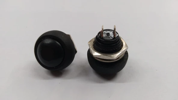 "184" 12 mm Siyah Push Buton - 10 Adet - Resim 2