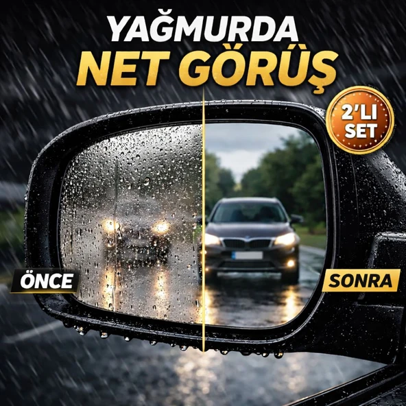 Araç Yan Ayna Yağmur Kaydırıcı Film (2 Adet) Anti Fog & Su İtici Dikiz Aynası Koruyucu ürün görseli 1