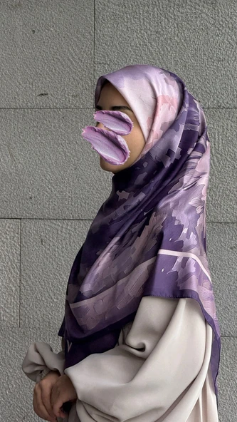 Pamuklu Soft Luna Desen Eşarp-Lila - Resim 10