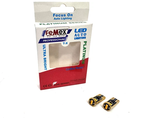 FEMEX Platinum Turuncu T10 3smd CSP Chipset Led Ampul Aktif Canbus ürün görseli 1
