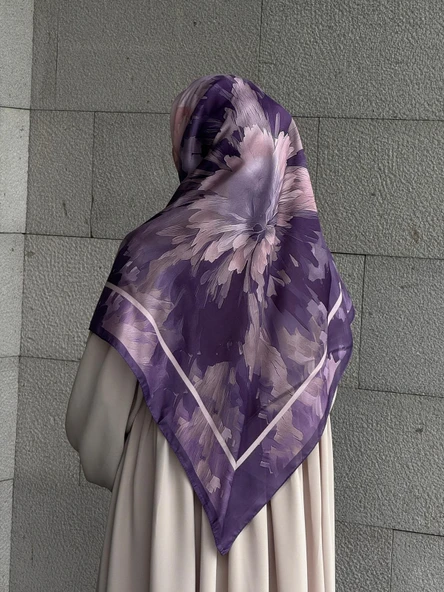 Pamuklu Soft Luna Desen Eşarp-Lila - Resim 8
