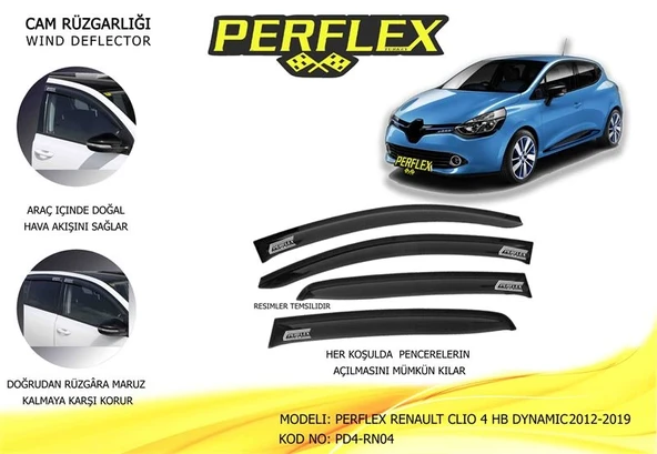 PERFLEX CAM RUZGARLIGI MUGEN TIP 4 PARCA CLIO 4 HB DYNAMIC 2012- 2019 ürün görseli 1