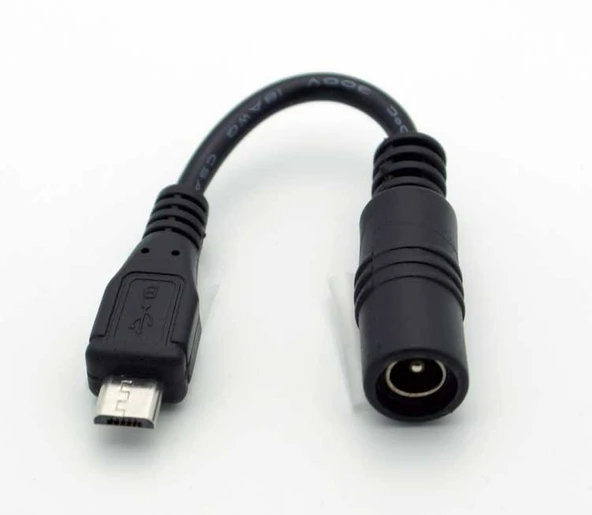 Micro USB Erkek - 5.5x2.5 mm Dişi Kablolu DC Uç Çevirici ürün görseli 1