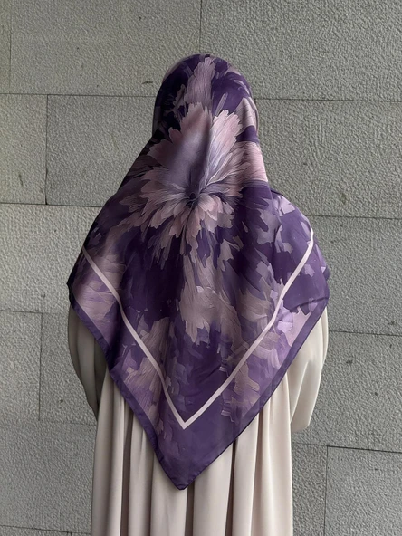 Pamuklu Soft Luna Desen Eşarp-Lila - Resim 7
