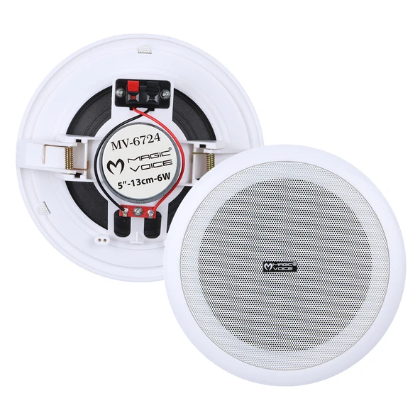 MAGICVOICE MV-6724 13 CM 6 WATT 8 OHM 5" BEYAZ TRAFOSUZ ALÇIPAN HOPARLÖR ürün görseli 1