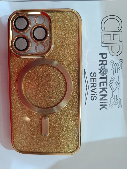 iPhone 14 Pro sarı simli kılıf - Resim 2