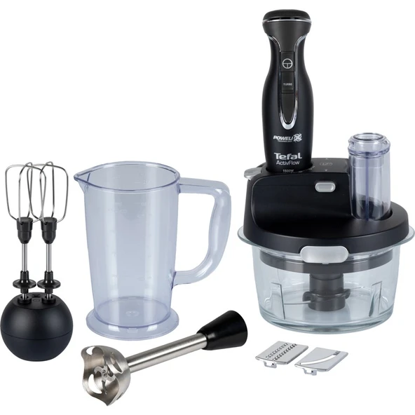 Tefal Powelix Activflow Expert 1500 Watt Cam Hazneli Blender Seti - Siyah ürün görseli 1