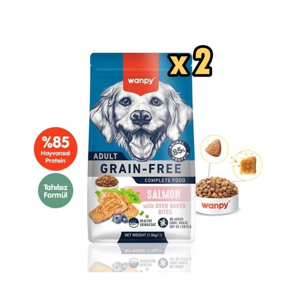 Wanpy Tahılsız Somonlu Yetişkin Köpek Maması 1,5 Kg x 2 Adet ürün görseli 1