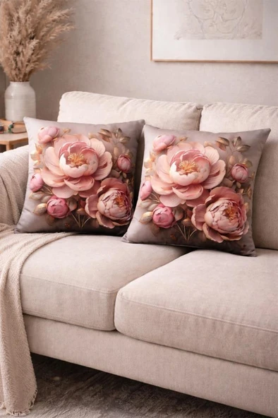 Rose Baskılı 2li Kırlent Kılıfı 40x40 cm ürün görseli 1