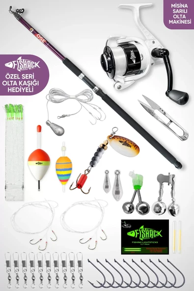Deniz Ve Göl Surf Olta Takımı Seti 350cm Kamış 60/120gr / 60'lık Makine (Mor) - 35 Parça ürün görseli 1