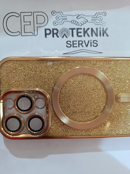 iPhone 14 Pro sarı simli kılıf - Resim 3