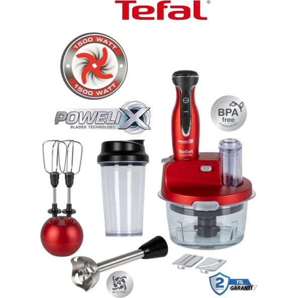 Tefal Çırpma ,dilimleme ve Rendeleme  4 Bıçaklı Powelix 1500W Güç 1,5 Litre Cam Hazneli Mutfak Robotu ürün görseli 1