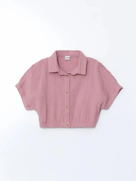 LCW Kids LİLA Dokulu Kız Çocuk Crop Gömlek ürün görseli 1