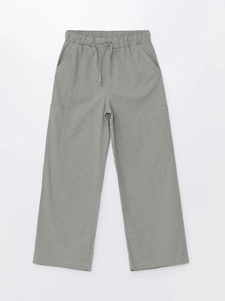 LCW Kids HAKİ Beli Lastikli Wideleg Kız Çocuk Pantolon ürün görseli 1