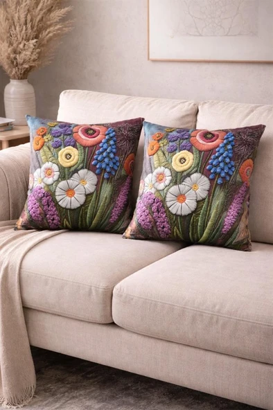 Lorea Baskılı 2li Kırlent Kılıfı 40x40 cm ürün görseli 1
