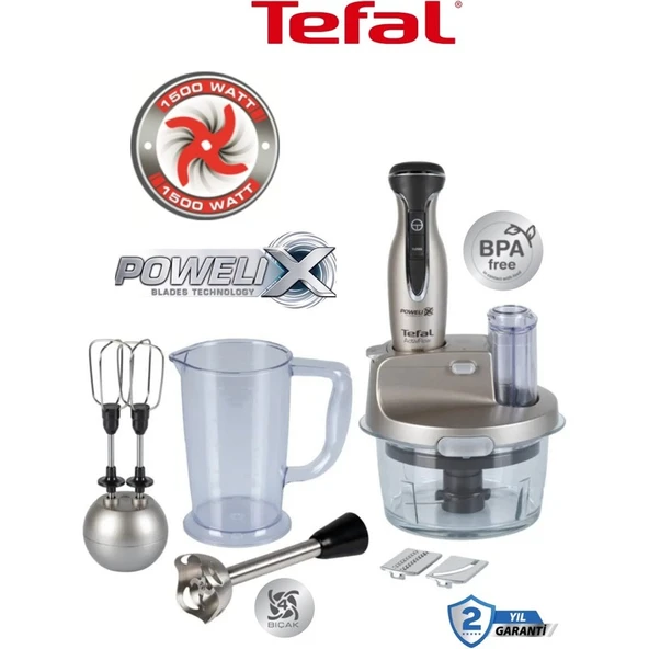 Tefal Çırpma ,dilimleme ve Rendeleme  4 Bıçaklı Powelix 1500W Güç 1,5 Litre Cam Hazneli Mutfak Robotu ürün görseli 1