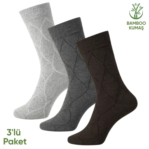 Bambu Erkek Soket Çorap - 3 Çift - Dikişsiz - Bakü - 17672 - Set 3 ürün görseli 1