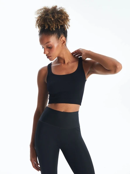 XSIDE ACTIVE SİYAH U Yaka Crop Kadın Sporcu Atleti ürün görseli 1