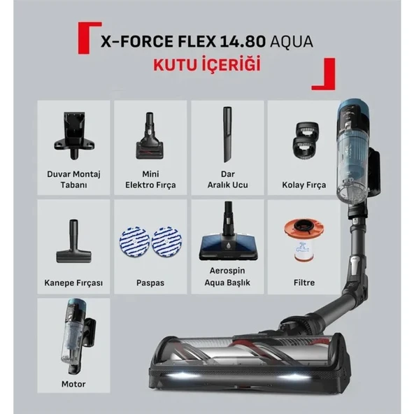 Tefal 240 Air Watt Yüksek Emiş Gücü Bükülebilir Boru Akıllı Dijital Kontrol Ekranlı Şarjlı Dikey Süpürge X-Force Flex 14.80 ürün görseli 1
