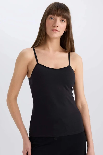 Defacto N6090 Siyah Regular Fit Pamuklu Askılı Atlet-Fall in Love ürün görseli 1