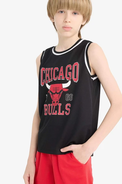 Defacto E4846 Siyah Erkek Çocuk NBA Chicago Bulls Bisiklet Yaka Atlet ürün görseli 1
