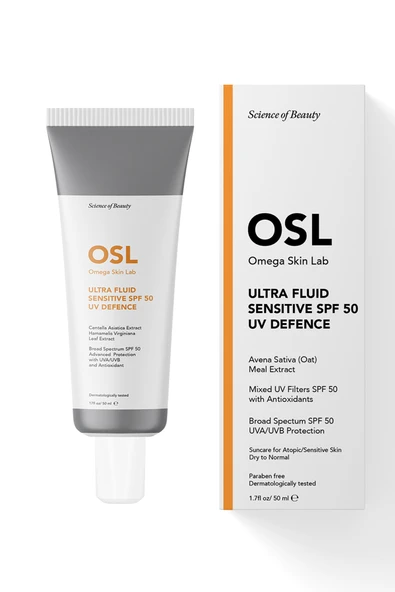 OSL Omega Skin Lab Ultrafluid Sensitive Spf50 50 ml (KURU, HASSAS VE ALERJİK CİLTLER İÇİN) ürün görseli 1