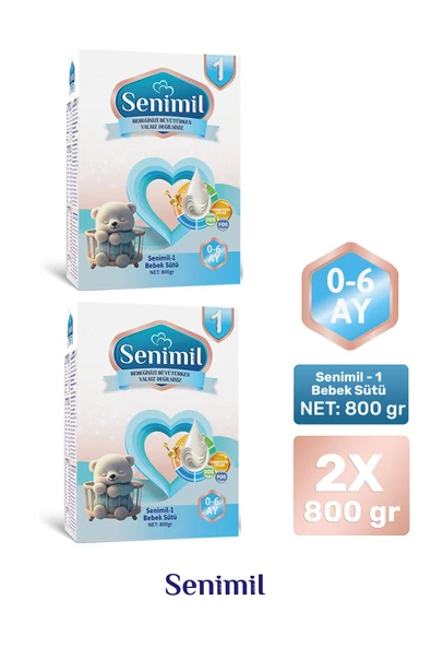 SENİMİL 1 BEBEK SÜTÜ 800 GR (0-6 AY) 2 Lİ AVANTAJ PAKETİ ürün görseli 1