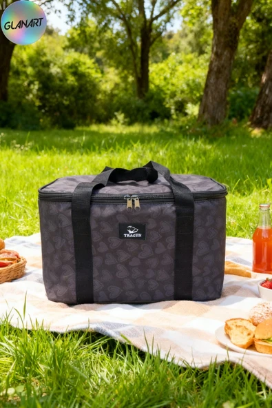 piknik, seyahat, kamp çantası sıcak- soğuk  termos özellikli  8-10 saat muhafaza  40 Litre siyah ürün görseli 1