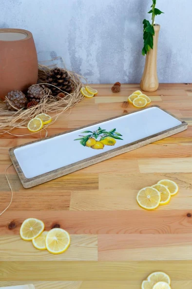 Bambum Kangura - Mango Ağacından Dikdörtgen Tepsi Limon Büyük ürün görseli 1