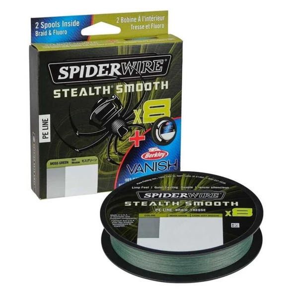 Spider Wire 8 Braid & Fluorocarbon Duo Spool System 150 & 50m Moss Green/Clear  0.09 & 0.30mm ürün görseli 1