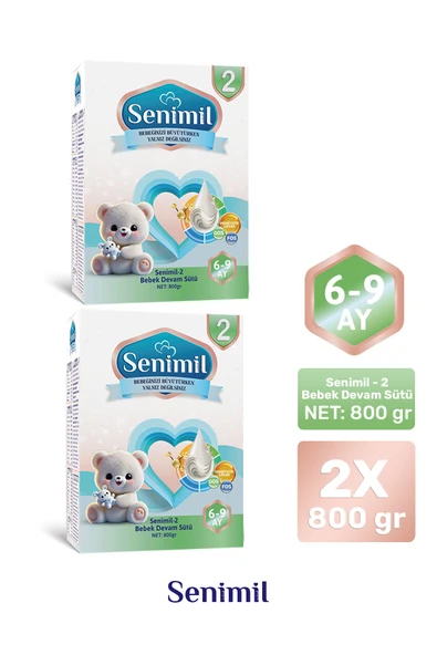 SENİMİL 2 BEBEK DEVAM SÜTÜ 800 GR (6-9 AY) 2 Lİ AVANTAJ PAKETİ ürün görseli 1