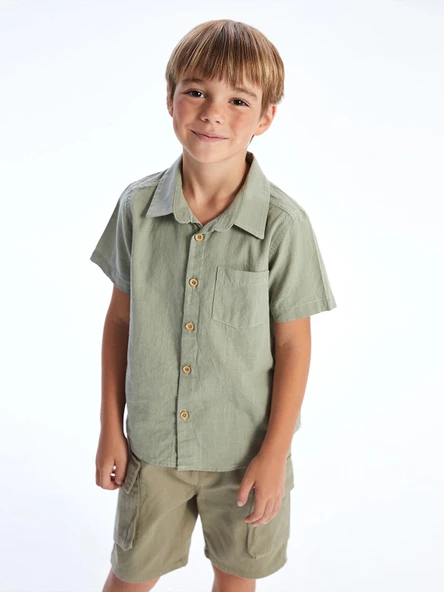 LCW Kids Yeşil Basic Cepli Erkek Çocuk Poplin Gömlek - Resim 2