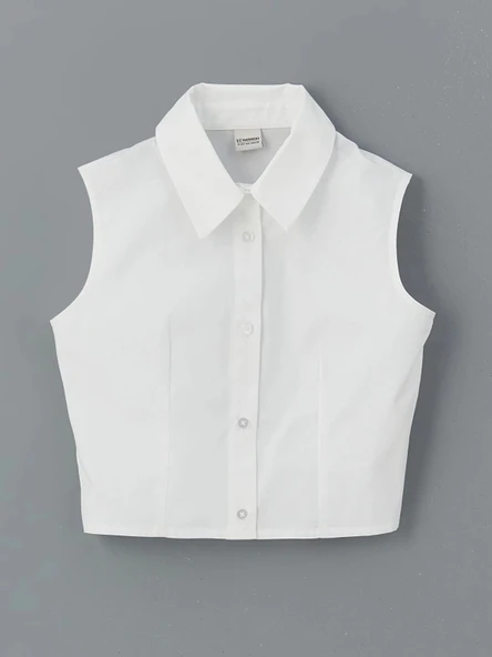 LCW Kids Beyaz Regular Fit Kız Çocuk Gömlek ürün görseli 1