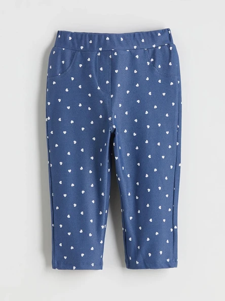 LCW Kids Indigo Beli Lastikli Baskılı Kız Çocuk Tayt ürün görseli 1