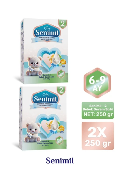 SENİMİL 2 BEBEK DEVAM SÜTÜ 250 GR (6-9 AY) 2 Lİ AVANTAJ PAKETİ ürün görseli 1