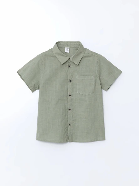 LCW Kids Yeşil Basic Cepli Erkek Çocuk Poplin Gömlek - Resim 3