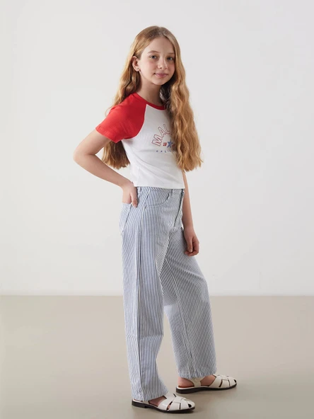 LCW Kids Ekru Beli Ayarlanabilir Lastikli Kız Çocuk Pantolon ürün görseli 1