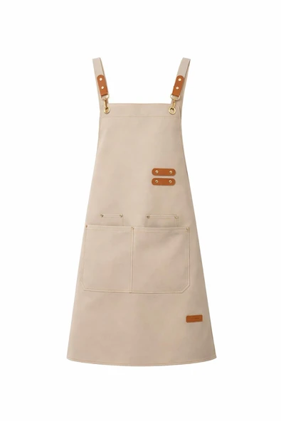 Valkyrie Suya Dayanıklı Barista Önlüğü Haki Ayarlanabilir Askılı Cepli Mutfak Kafe Garson Önlüğü Haki 74 cm ürün görseli 1