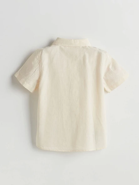 LCW Kids Bej Basic Cepli Erkek Çocuk Poplin Gömlek - Resim 2