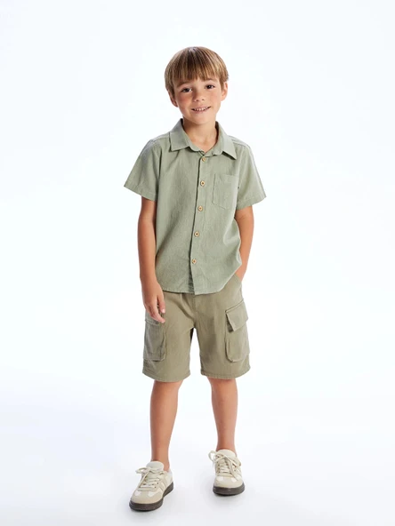 LCW Kids Yeşil Basic Cepli Erkek Çocuk Poplin Gömlek ürün görseli 1