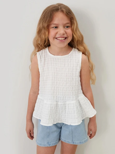 LCW Kids Beyaz Arkası Düğmeli Kız Çocuk Bluz ürün görseli 1