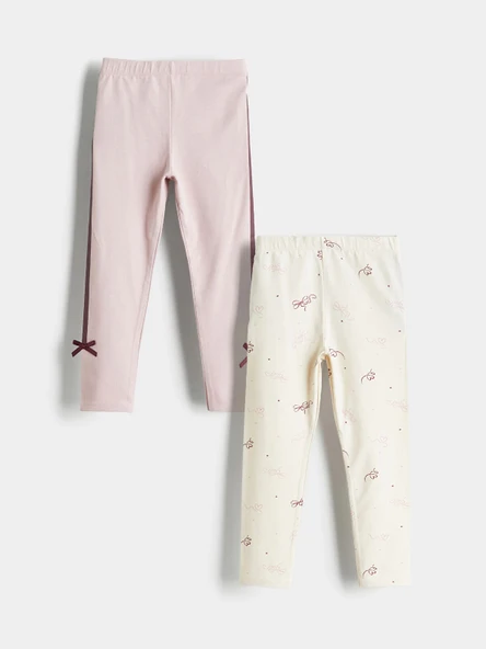LCW Kids Pembe Beli Lastikli Kız Çocuk Tayt 2'li ürün görseli 1
