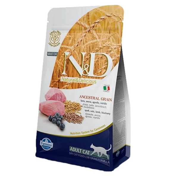 N&D Düşük Tahıllı Kuzu Eti Yaban Mersinli Yetişkin Kedi Maması 1.5 Kg ürün görseli 1
