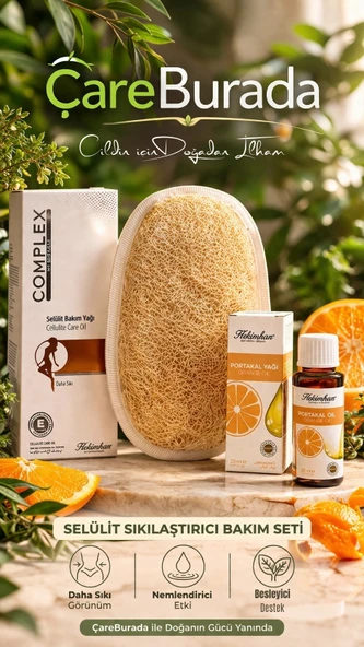 ÇareBurada Selülit Bakım Seti | Portakal Yağı 20 ml. & Selülit Bakım Yağı 125 ml. & Kabak Lifi | Sıkılaştırıcı ve Nem De ürün görseli 1